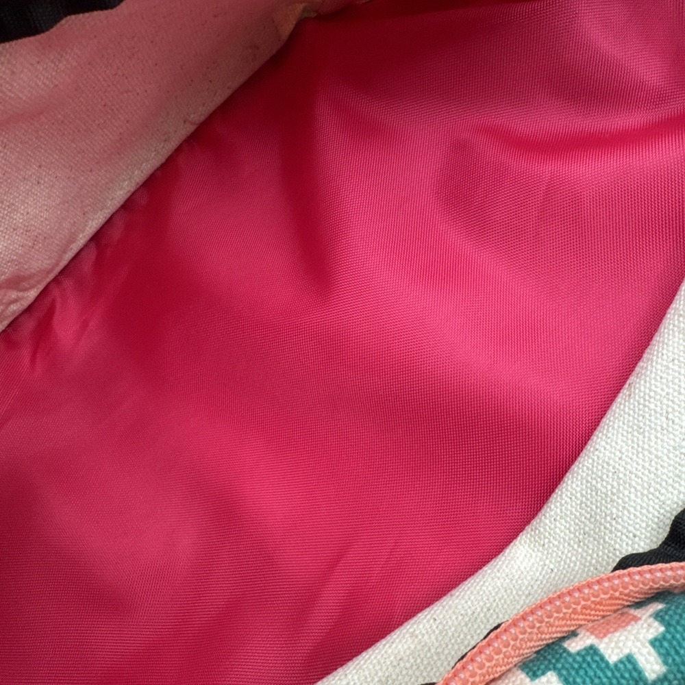 KAVU Geometric Pink Rope Bag Sling Canvas Backpack Small Purse Adjustable Strap - Picture 6 of 6